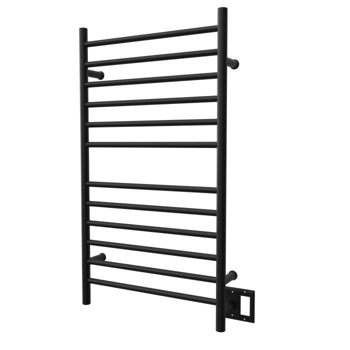 Amba Products RWHL-SMB Radiant Straight 12-Bar Large Hardwired + Plug-in Combo Towel Warmer - 4.75 x 24.5 x 41.75 in. - Matte Black Finish