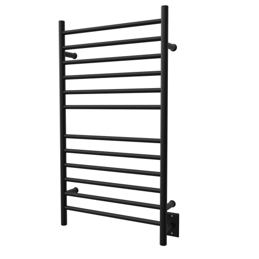 Amba Products RWHL-SMB Radiant Straight 12-Bar Large Hardwired + Plug-in Combo Towel Warmer - 4.75 x 24.5 x 41.75 in. - Matte Black Finish