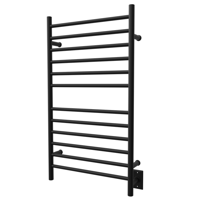 Amba Products RWHL-SMB Radiant Straight 12-Bar Large Hardwired + Plug-in Combo Towel Warmer - 4.75 x 24.5 x 41.75 in. - Matte Black Finish