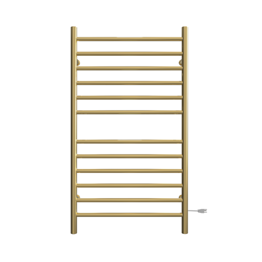 Amba Products RWHL-SPG Radiant Straight 12-Bar Large Hardwired + Plug-in Combo Towel Warmer - 4.75 x 24.5 x 41.75 in. - Polished Gold