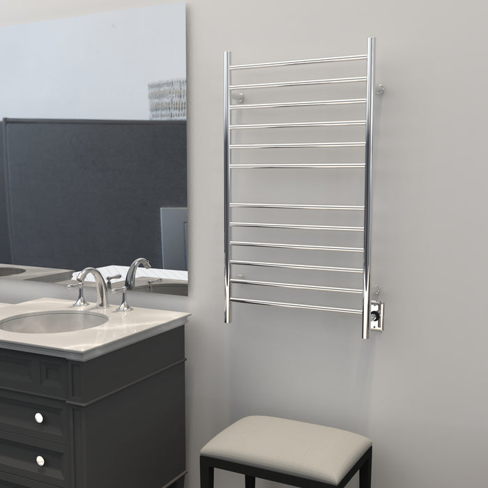 Amba Products RWHL-SP Radiant Straight 12-Bar Large Hardwired + Plug-in Combo Towel Warmer - 4.75 x 24.5 x 41.75 in. - Polished Finish