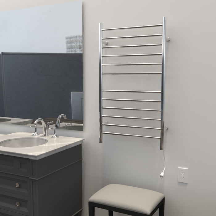 Amba Products RWHL-SP Radiant Straight 12-Bar Large Hardwired + Plug-in Combo Towel Warmer - 4.75 x 24.5 x 41.75 in. - Polished Finish