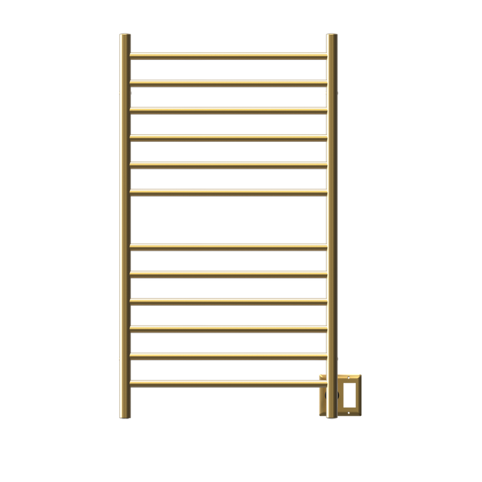 Amba Products RWHL-SSB Radiant Straight 12-Bar Large Hardwired + Plug-in Combo Towel Warmer - 4.75 x 24.5 x 41.75 in. - Satin Brass Finish
