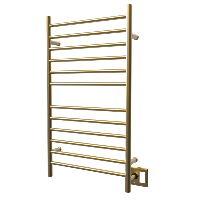 Amba Products RWHL-SSB Radiant Straight 12-Bar Large Hardwired + Plug-in Combo Towel Warmer - 4.75 x 24.5 x 41.75 in. - Satin Brass Finish