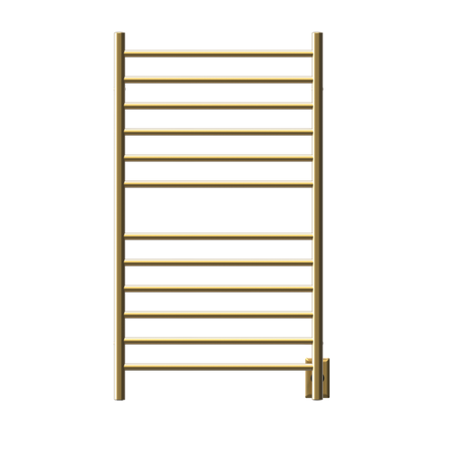 Amba Products RWHL-SSB Radiant Straight 12-Bar Large Hardwired + Plug-in Combo Towel Warmer - 4.75 x 24.5 x 41.75 in. - Satin Brass Finish