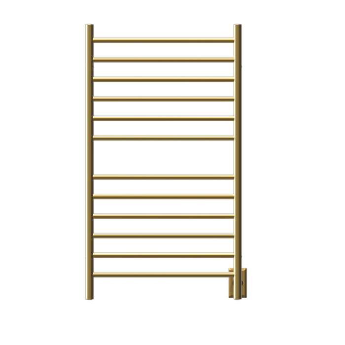 Amba Products RWHL-SSB Radiant Straight 12-Bar Large Hardwired + Plug-in Combo Towel Warmer - 4.75 x 24.5 x 41.75 in. - Satin Brass Finish