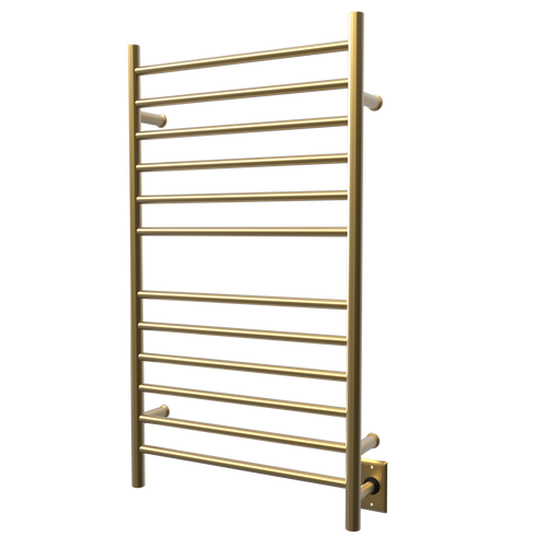 Amba Products RWHL-SSB Radiant Straight 12-Bar Large Hardwired + Plug-in Combo Towel Warmer - 4.75 x 24.5 x 41.75 in. - Satin Brass Finish