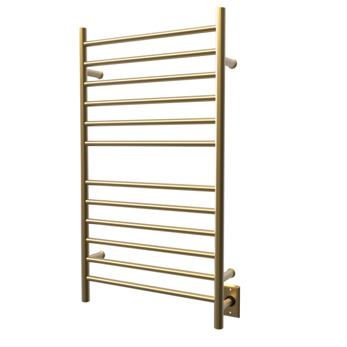Amba Products RWHL-SSB Radiant Straight 12-Bar Large Hardwired + Plug-in Combo Towel Warmer - 4.75 x 24.5 x 41.75 in. - Satin Brass Finish