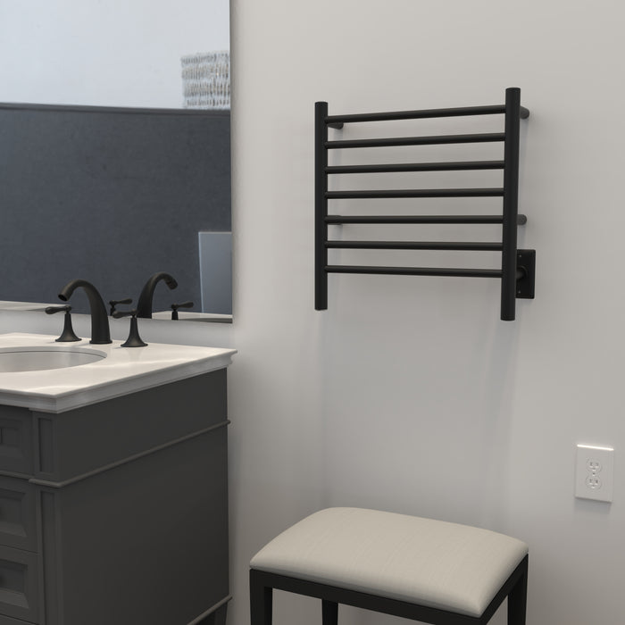 Amba Products RWHS-SMB Radiant 7-Bar Small Hardwired + Plug-in Combo Towel Warmer - 4.75 x 20.5 x 20.125 in. - Matte Black Finish
