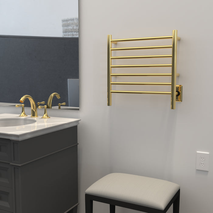 Amba Products RWHS-SPG Radiant 7-Bar Small Hardwired + Plug-in Combo Towel Warmer - 4.75 x 20.5 x 20.125 in. - Polished Gold Finish