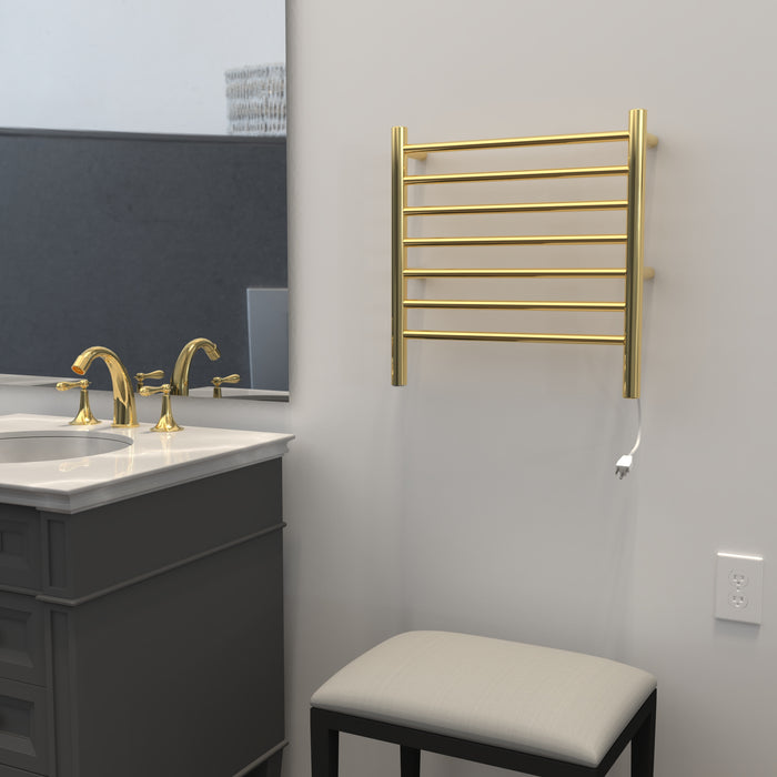 Amba Products RWHS-SPG Radiant 7-Bar Small Hardwired + Plug-in Combo Towel Warmer - 4.75 x 20.5 x 20.125 in. - Polished Gold Finish