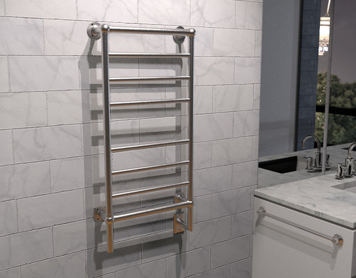 Amba Products T-2040BN Traditional Model 8-Bar Hardwired Towel Warmer - 5.375 x 21.125 x 43.25 in. - Brushed Nickel Finish