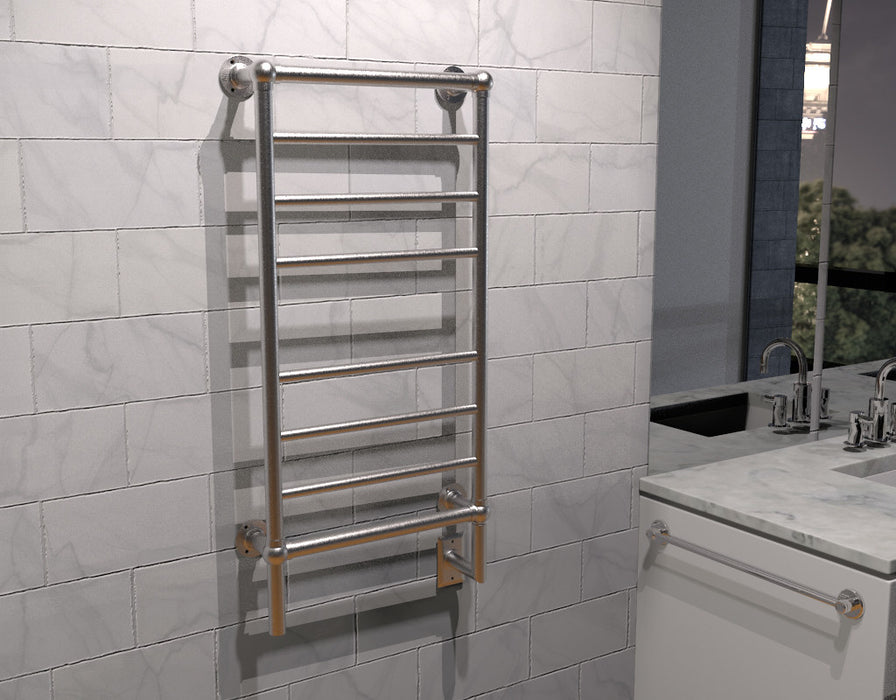Amba Products T-2040BN Traditional Model 8-Bar Hardwired Towel Warmer - 5.375 x 21.125 x 43.25 in. - Brushed Nickel Finish