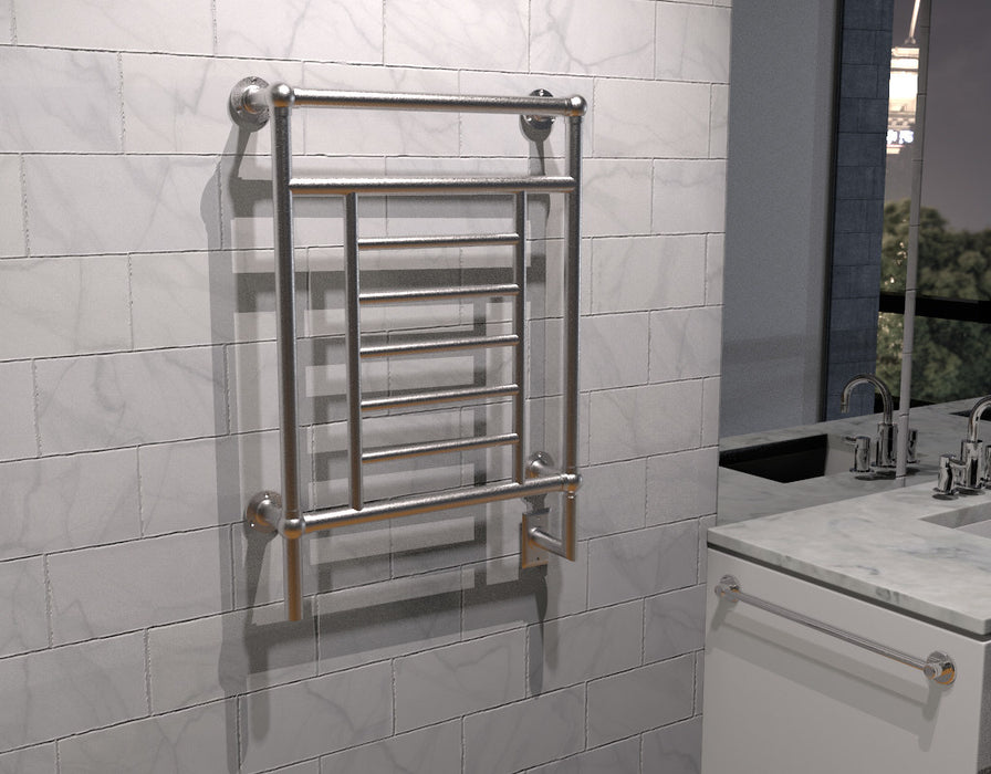 Amba Products T-2536BN Traditional Model 8-Bar Hardwired Towel Warmer - 5.375 x 25.25 x 36.375 in. - Brushed Nickel Finish